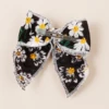 2pcs Kids Flowers Embroidery Large Bow Hair Clips Girls Daily Ponytail Decor Barrettes Children Party Fashion Hair Accessories 2
