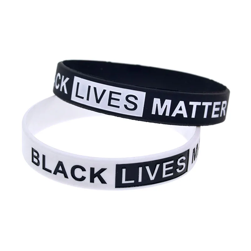 

50 Pcs Black Lives Matter Silicone Rubber Wristband Sport Bracelet Adult Size Bangle