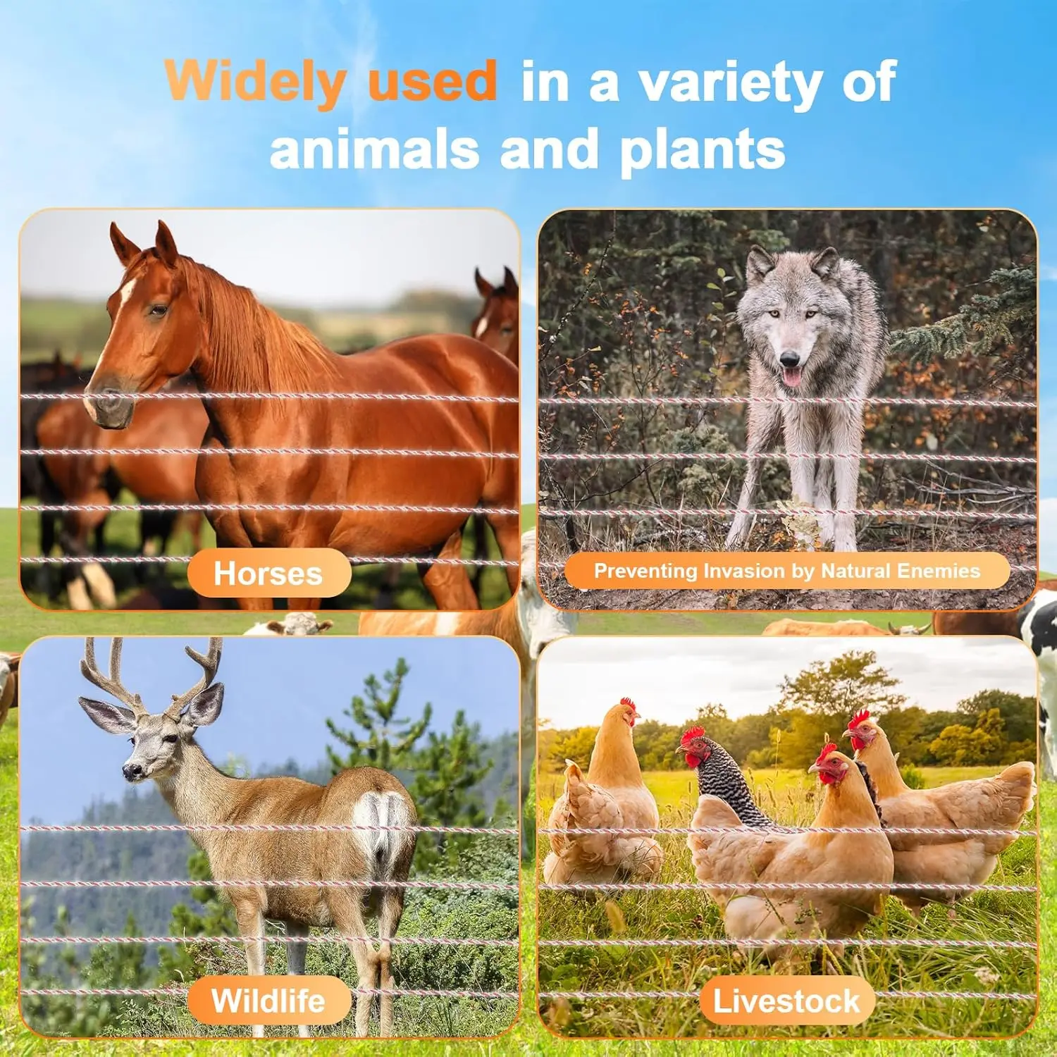 20 Miles Solar Electric Fence Charger 0.5J Energizer Controller for Livestock Prevent Predator Invasion for Poultry No Battery 4