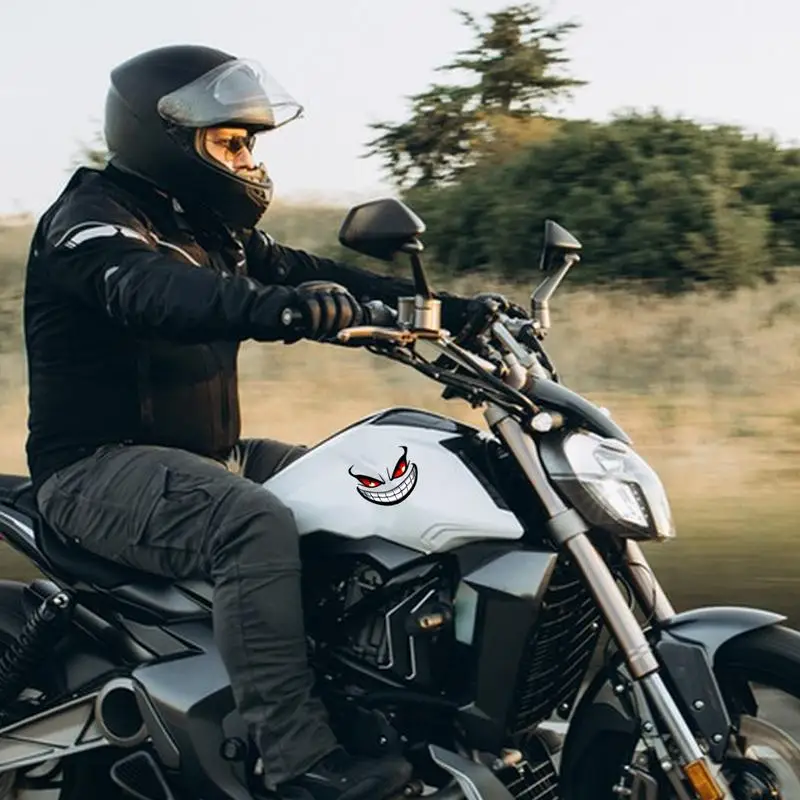 Devil Eyes Smile Car Motorcycle Stickers Helmet Fairing Rear Window Decoration Decal Electric Car Motorcycle Reflective Stickers