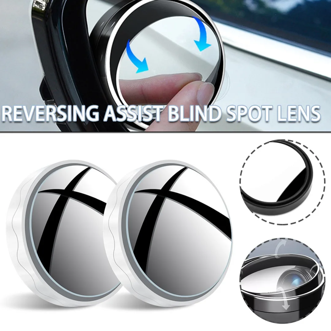 

Mayitr 2Pcs 360 Degree Car Blind Spot Mirror Adjustable Round Rear View Mirrors Wide-angle Car Reverse Accessories