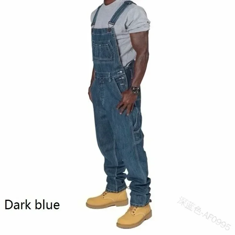 Mens Jeans 2025 Overalls Men Pockets Casual Loose Long Denim Pants Slim Splice Straight Rompers Autumn Plus Size Long Jeans Men 3