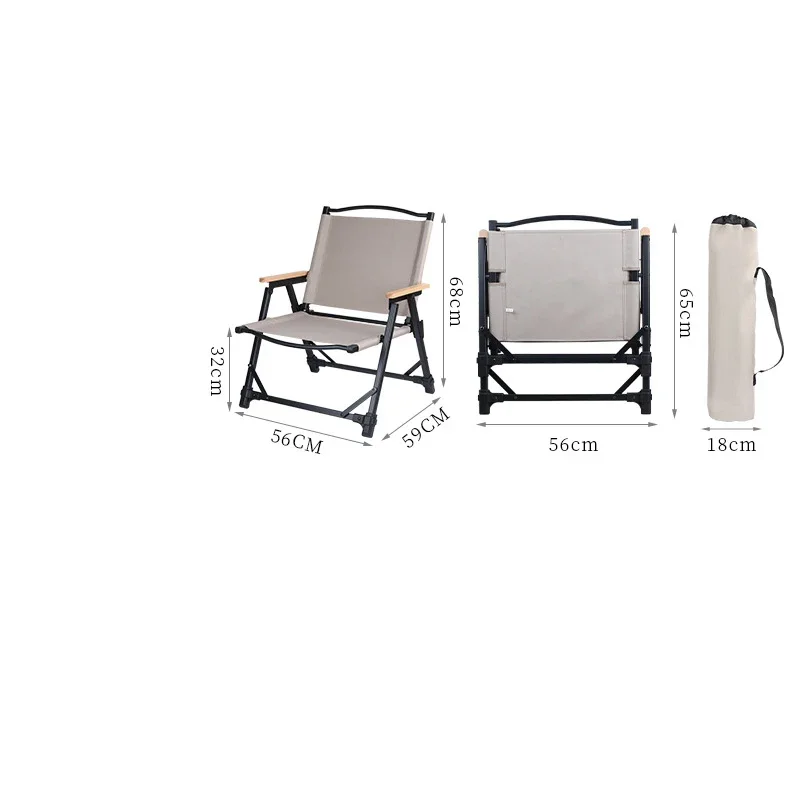 New Detachable Kermit Chair Convenient Aluminum Widened Camping Folding Chair Outdoor Picnic Sea Fishing with Wood Armrest