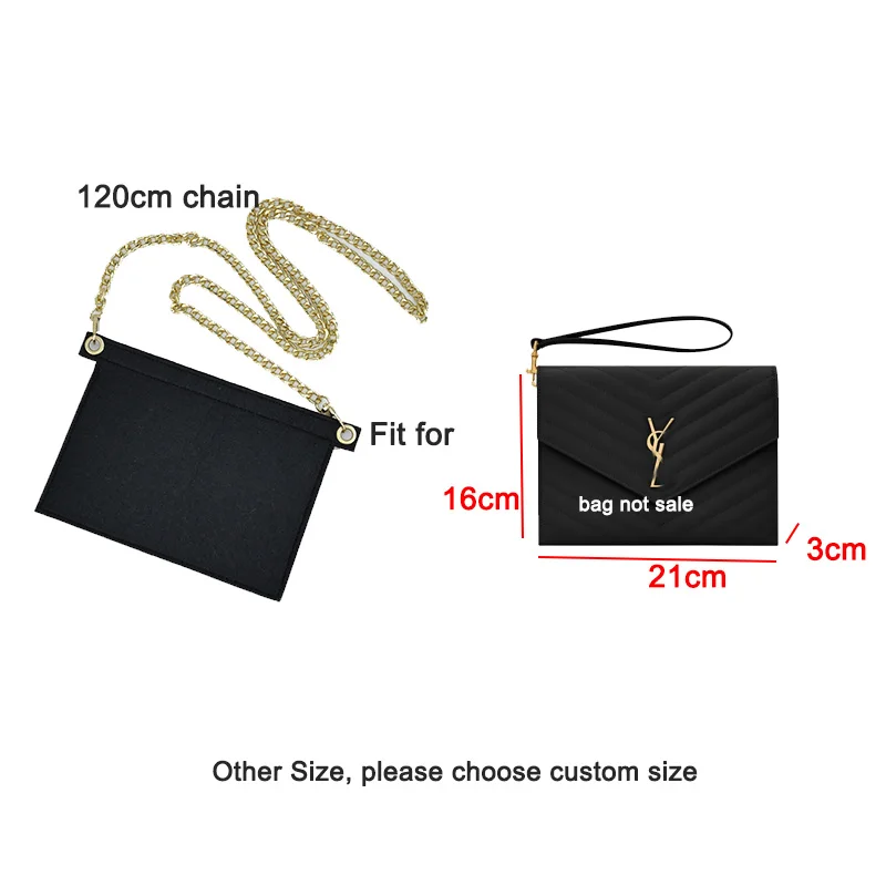 Conversion Kit Fit For Y S L Monogram ENVELOPE Clutch FLAP POUCH Insert Organizer with 120CM Chain Crossbody Inner Liner