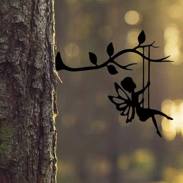 Fém Művészeti Sziluett Udvar Tétje Lengő Pillangó Tündér Hátsó Udvari Dekoráció Élénk Kültéri Jelzés #Wo - Image 3