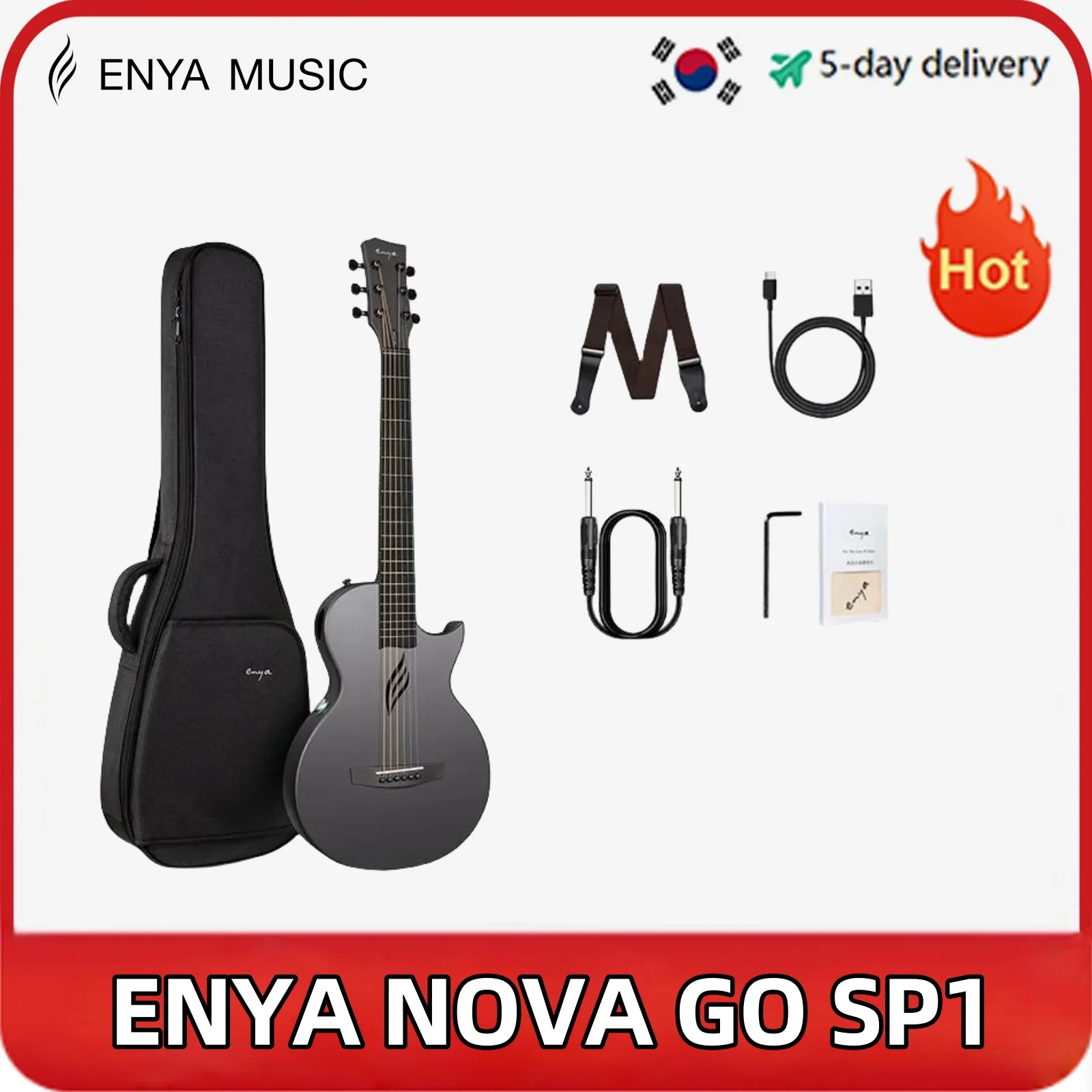 

Enya NOVA GO SP1 Electric Guitar 35 Inch Smart Carbon Fiber Acousticwith Pickup, Case, Strap, Cable Travel Guitarra Violin