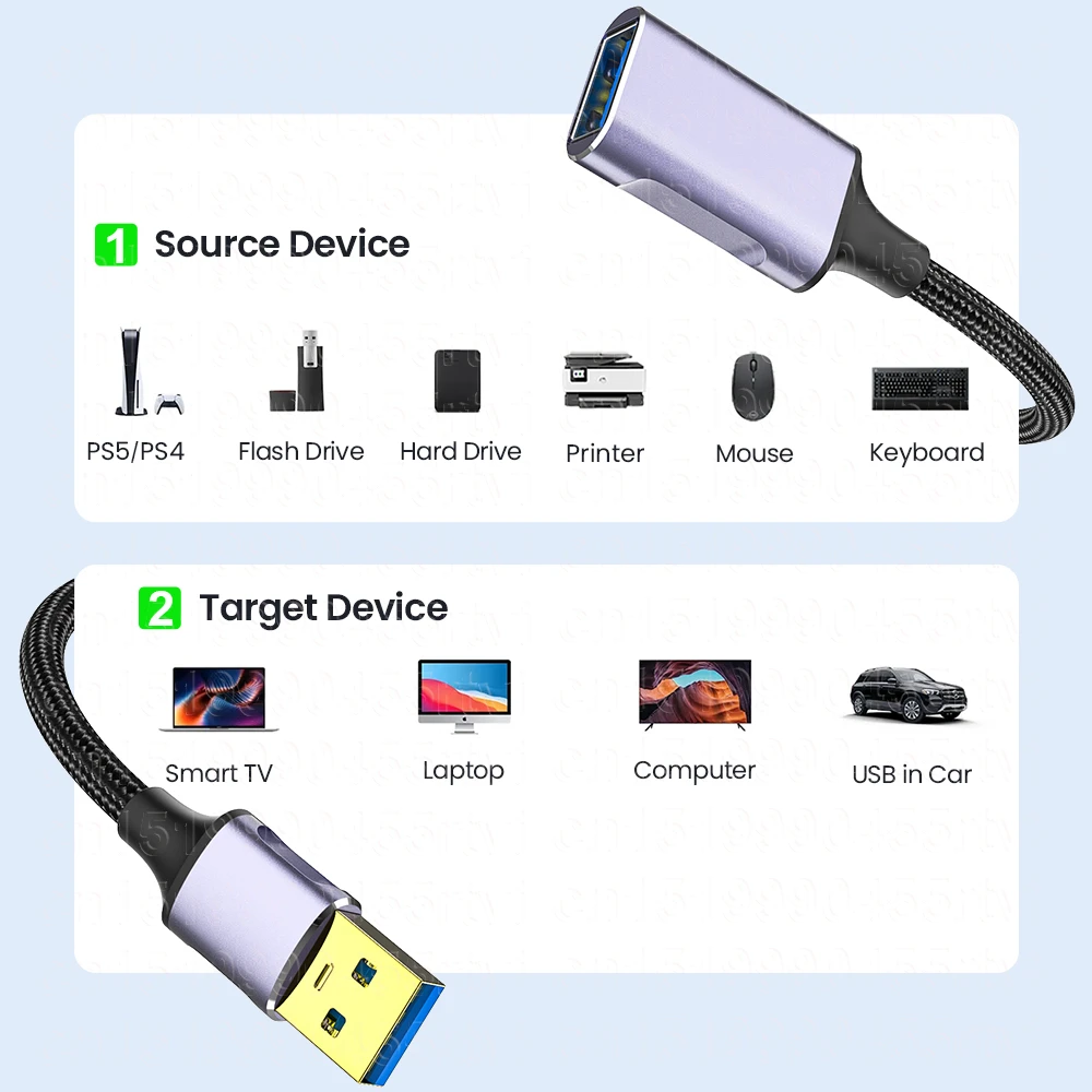 USB 3.0 Extension Cable Male to Female for Smart Laptop PC TV Xbox One SSD USB3.0 2.0 Extender Cord Fast Speed Data Cable 2/3m