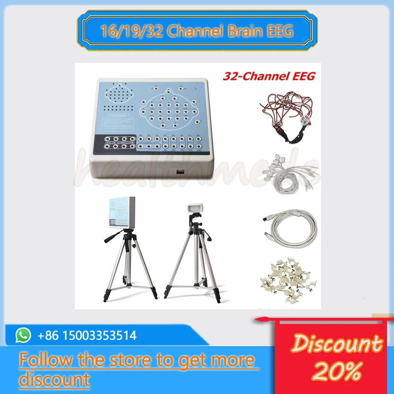 KT88-3200 Digital 32 Channel EEG Machine Brain electric Activity Mapping System PC Software Analyzer Patient Monitor +2 Tripods