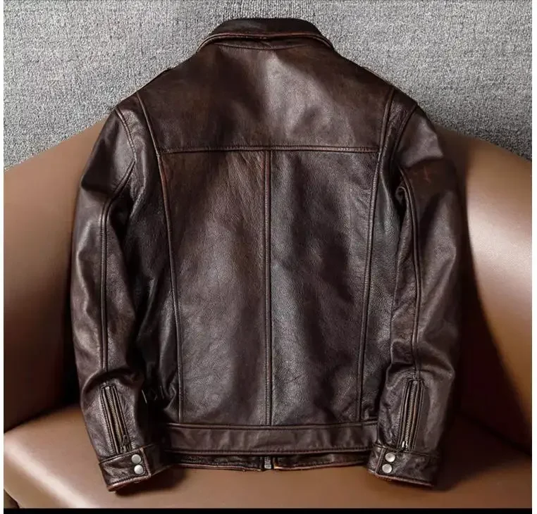 Description Picture 3 of item.Brand New Classic M65 Man cowhide Jacket,genuine Leather hunting coat.Vintage leather clothes.plus size,quality