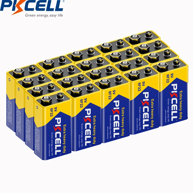 20PC PKcell 9V battery Dry Non-Rechargeable 6F22 PPP3 9 V Batteries as 6lr61 for remote control smoke detector Alarm toys