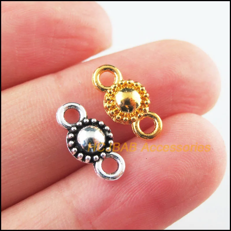 

Fashion 60Pcs Retro Tibetan Silver Tone Gold Color Flower Tiny Round Charms Connectors 6.5x13.5mm