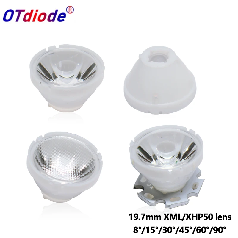 

1pcs CREE XML LED XML2 LED XHP50 LED Lens 21mm white holder 10/25/45/60 degree LED LENS/Reflector Collimator