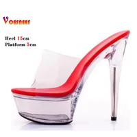 Shoe for Party Club Stripper Heels Women Shoes Platform High Heels Sandals Clear Sexy Pole Dance 15cm High Plus Size Slippers - Image 2