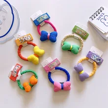 

Korea Sweet Trumpet Cloth Stuffed Cotton Bow Hair Ring Floral Cloth BB Clip 2-piece Set for Children's Fashion Hair Accessories