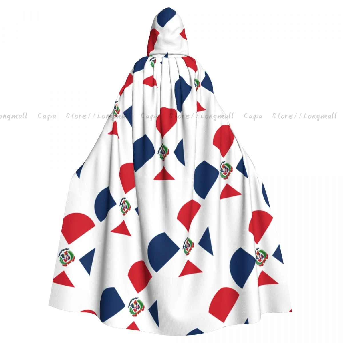 

Adult Vampire Cape Hooded Robe Dominican Republic Flag Heart Halloween Cloak Full Length Cosplay