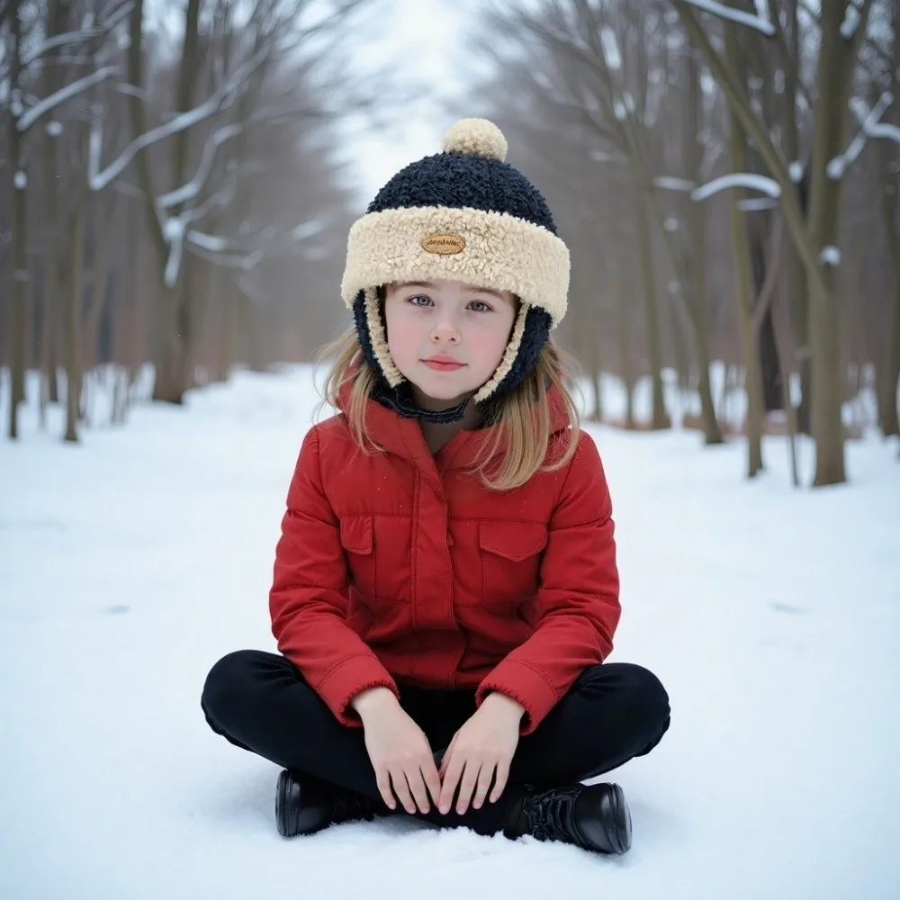 Lamb Down Winter Hat for Kids Boys Girls