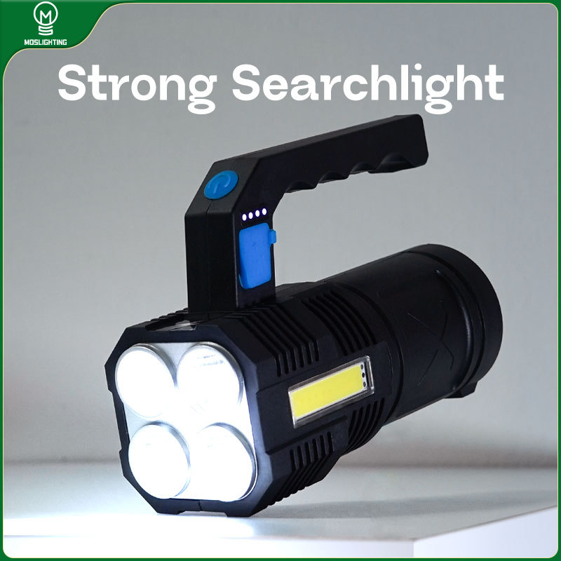 MOSLIGHTING Portable LED Flashlight Super Bright USB Rechargeable COB 4 LED Handheld Camping Lantern Outdoor Emergency Lighting
