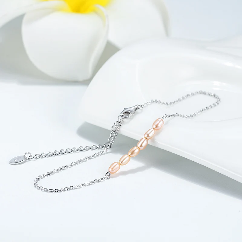 KISS MANDY Genuien 925 Sterling Silver Freshwater Pearl Ankelts for Women Elegant Ankle Bracelet Foot Chain Jewelry SA02
