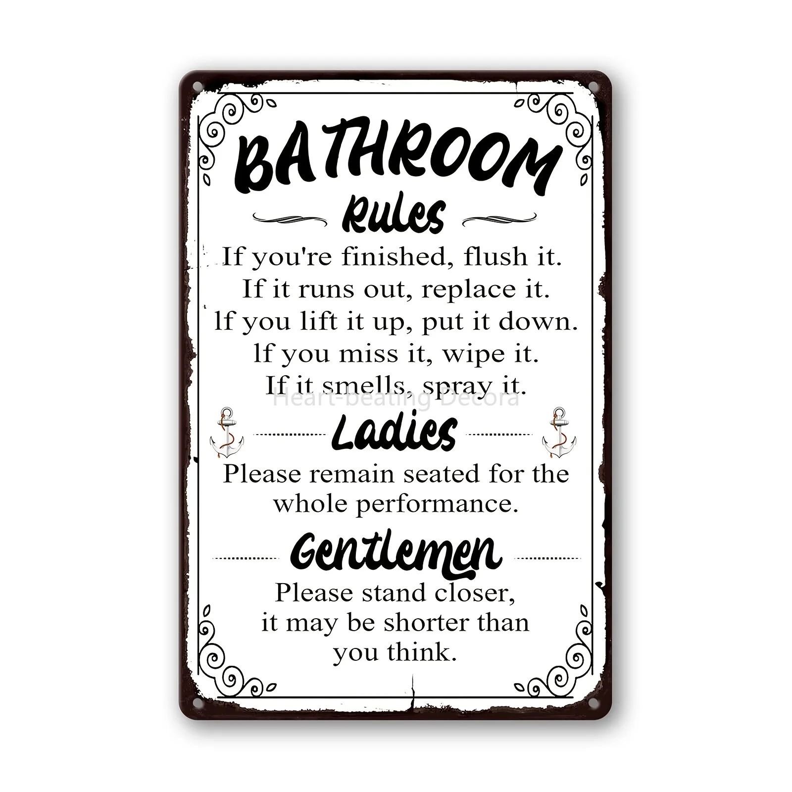 

Funny Bathroom Rules Signs Metal Tin Sign, Please Flush Toilet Sign For Door, Stand Closer Its Shorter Than You Think Signs