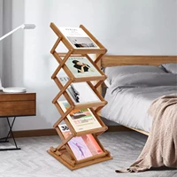 Bamboo Pop-up Magazine Rack, Literature Display Holder Stand 1