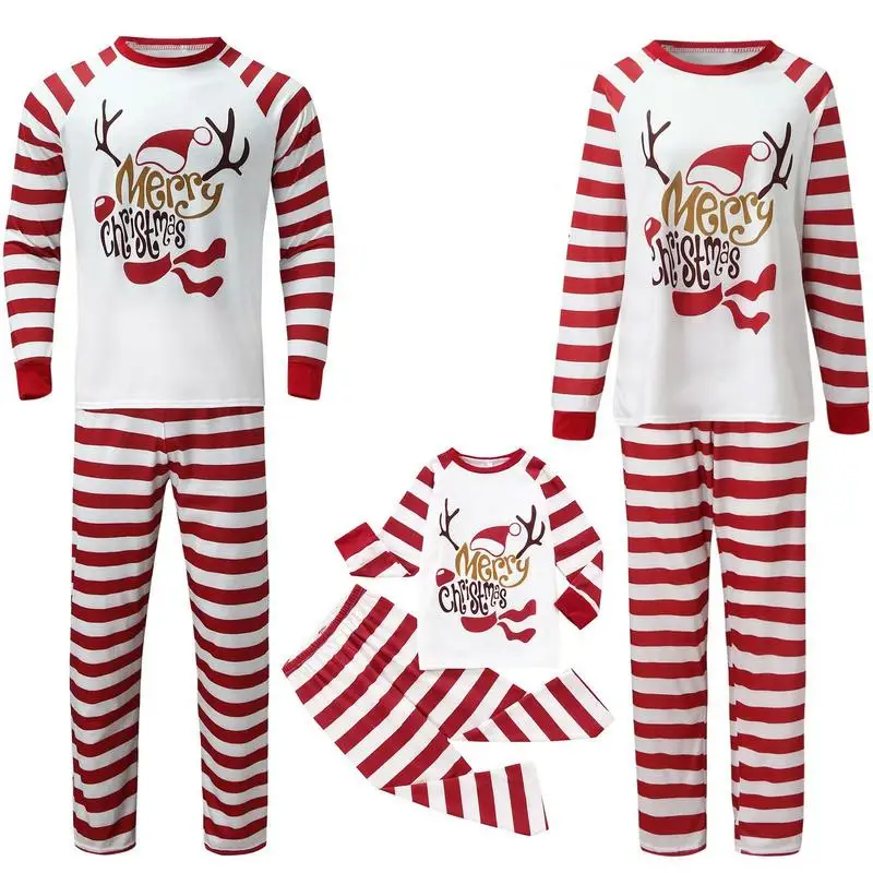 

Рождественские парные Детские одинаковые пижамы, Семейный комплект 2024, олень, Санта-Клаус, красно-белые полосатые пижамы, костюм для косплея лучшего выступления