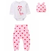 Spring Fall Cotton Newborn Baby Girl Clothes 0-3 Months Polka Dot Unisex Infant Clothes Set Boy 3-piece Clothing With Hat 1