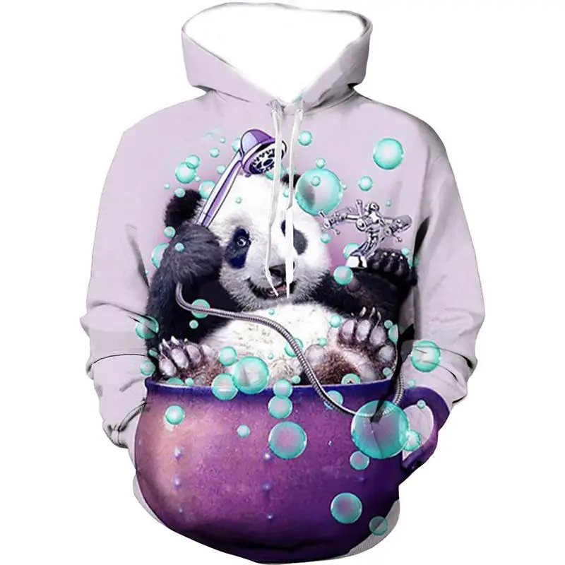 thumbnail image 1 of Sudadera con capucha con estampado 3D de panda para hombre, unisex, informal, de manga larga, de gran tamaño, chándal, 1 of 5