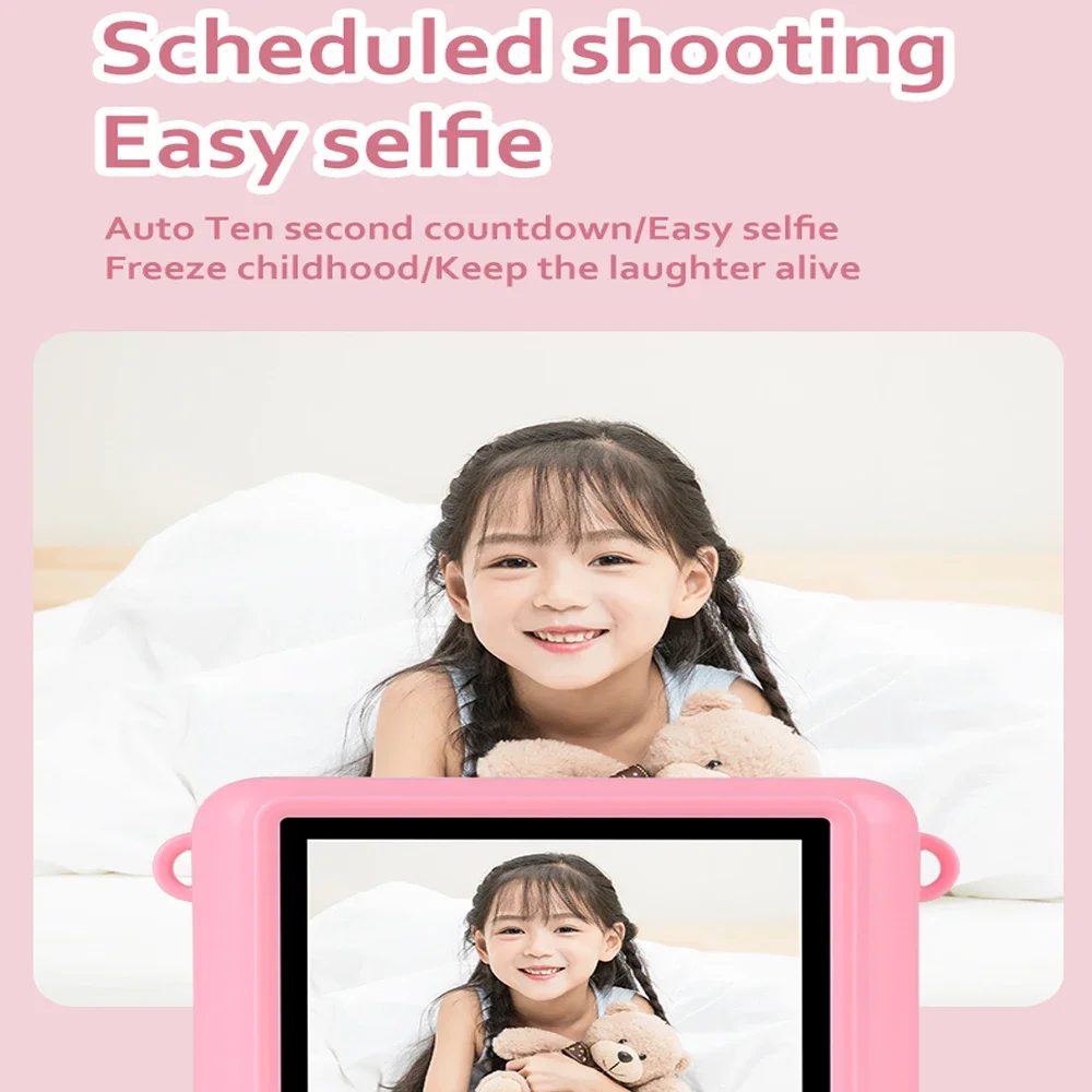 Digital Camera Kids Instant Print Camera 2.4inches HD Screen 2.7K Scheduled Shooting Easy Selfie Kids Picture Printer Birthday Christmas Gifts