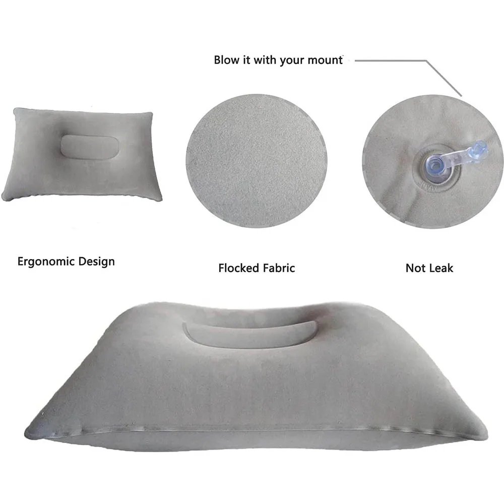 Inflatable Travel Pillow Portable Air Pillow for Camping Hiking Home Office Napping Sleeping Neck Waist Lumbar Support inflatable pillow camping pillow