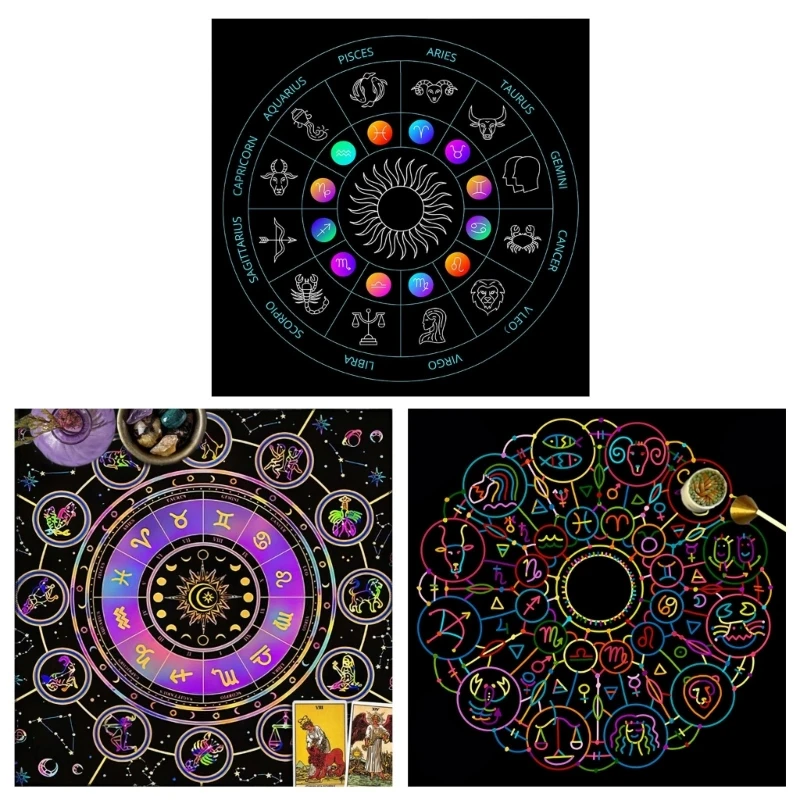 

Divinations Tablecloth Constellations Moonphases Tarot Cards Tablecloth Altars Cloth Divinations Board Game Accessory F2TC