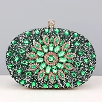 Flower Rhinestones Evening Bags Metal Prom Clutch Diamonds Clutch With Chain Shoulder Handbags Wedding Female Purse - Image 5