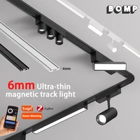6MM Smart Tuya Zigbee Magnetic Track Light Dimmable 48V Ultra Thin Rail Surface Mount System Black White Slim Magnet Track Lamp 1