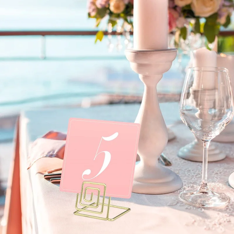 10Pcs/Pack Creative Place Card Holder Metallic Table Number Stand Paper Clamp Romantic Photo Clip Desktop Decoration for Wedding