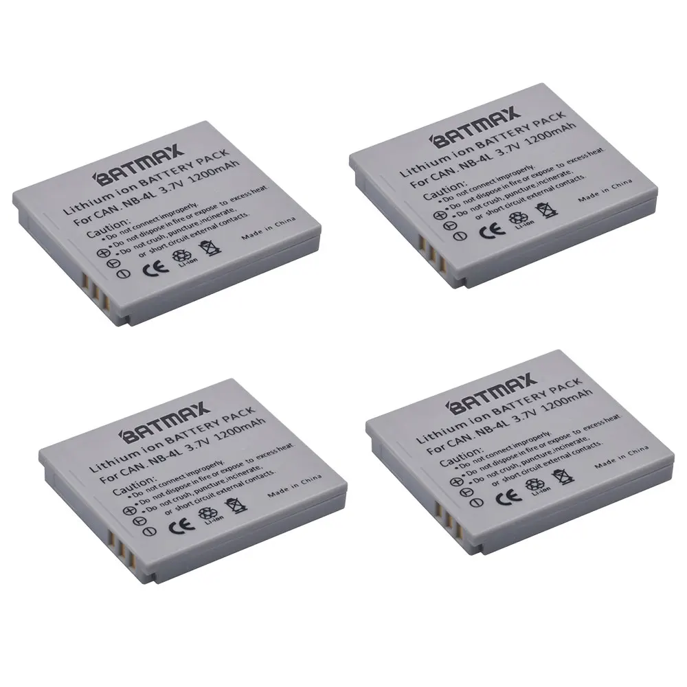 DuraPro 2 batterie NB-4L + caricatore LCD USB per Canon IXUS 30, 40, 50, 55, 60, 65, 70, 75, 80 is, 82 is, 100 is, 110 is, 115 HS, 120 is, 130, 220 HS, 230 HS, 255 HS, I Zoom, 7, i7. Zoom