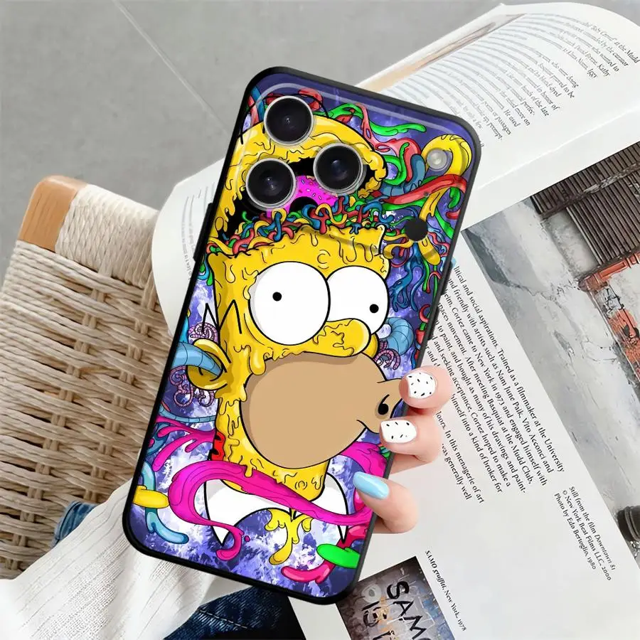 Black Soft Phone Cover with Funny Homer Simpson Design
