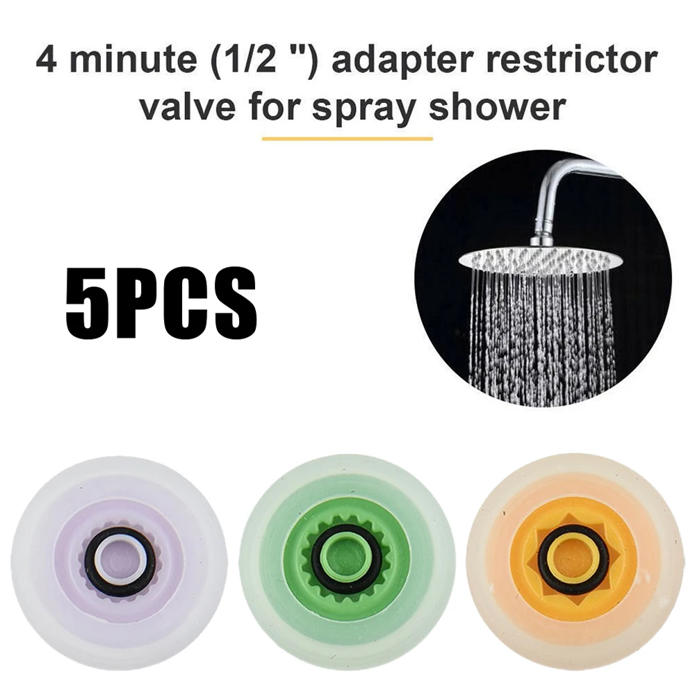 5pcs Shower Flow Reducer Limiter Set Water Saving 4 6 7 L/Min Hose Restrictor Integrated Anti-clogging Dome Screen Faucet Parts,shower flow reducer