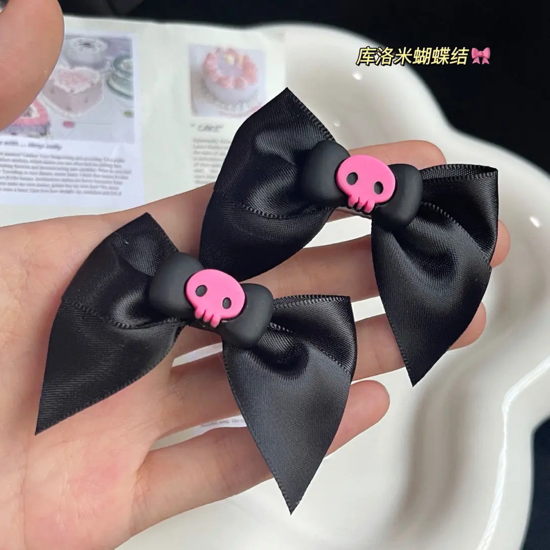 

Kawaii Kuromi Sanrio Fashion Style Bow Hairpin Ins Black Duckbill Clip Student Duck Bill Clip Bangs Edge Clip Headdress Clip