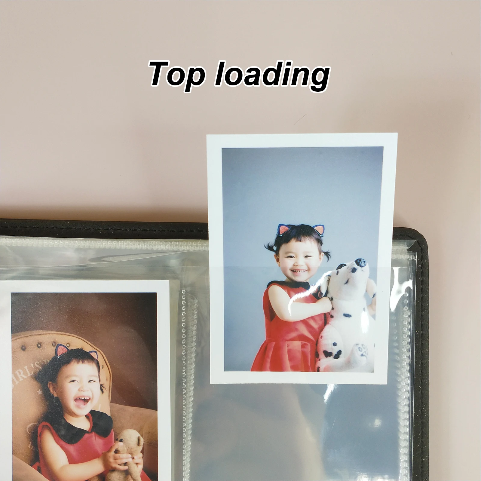 PLRBOK A5 Glitter Leather Photo Cards Album 3 Rings 7.6×9.8mm Kawaii Cute Binder Photocard 20 Sheets 4 Pockets Sleeves 80 Photos 5