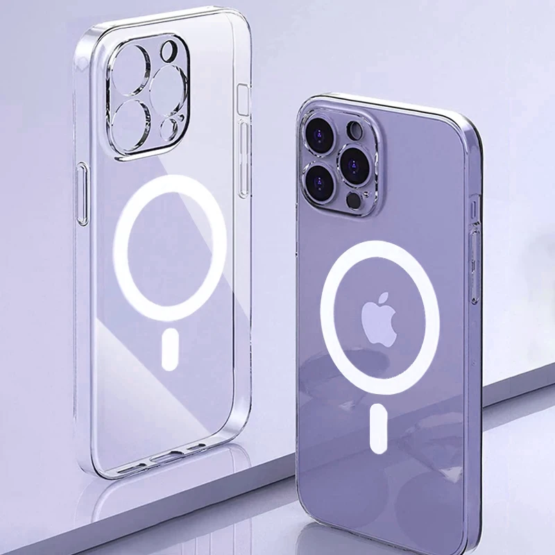 thumbnail image 1 of Original Transparent For Magsafe Magnetic Silicone Case For iPhone 15 14 13 12 11 Pro Max XS XR 7 8 Plus Wireless Charging Cover, 1 of 5