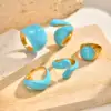 Bagues empilables torsadées ouvertes pour femmes, bague statement audacieuse géométrique bleue en émail croisé, résistante à l'eau