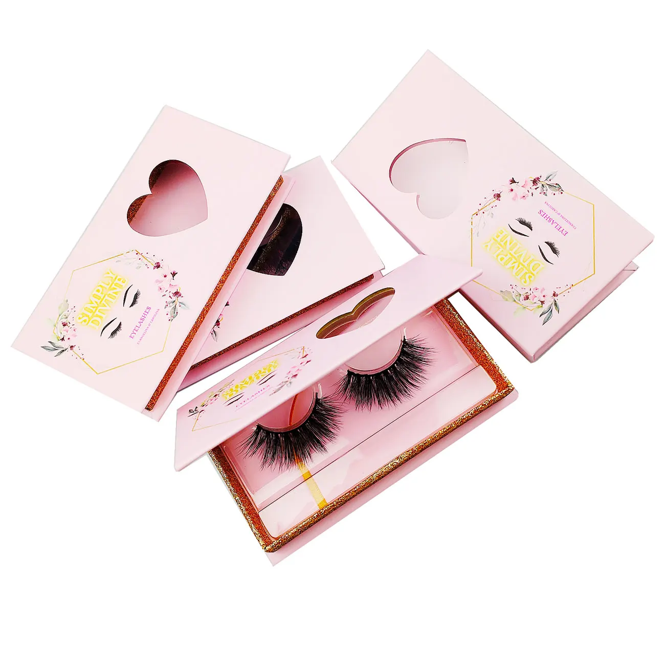 Wholesale Custom Eyelash Packaging Box Logo 25MM Mink False Lash Package Gold  Magnetic Natural Lashes  Case Boxes Bulk Supplier 2