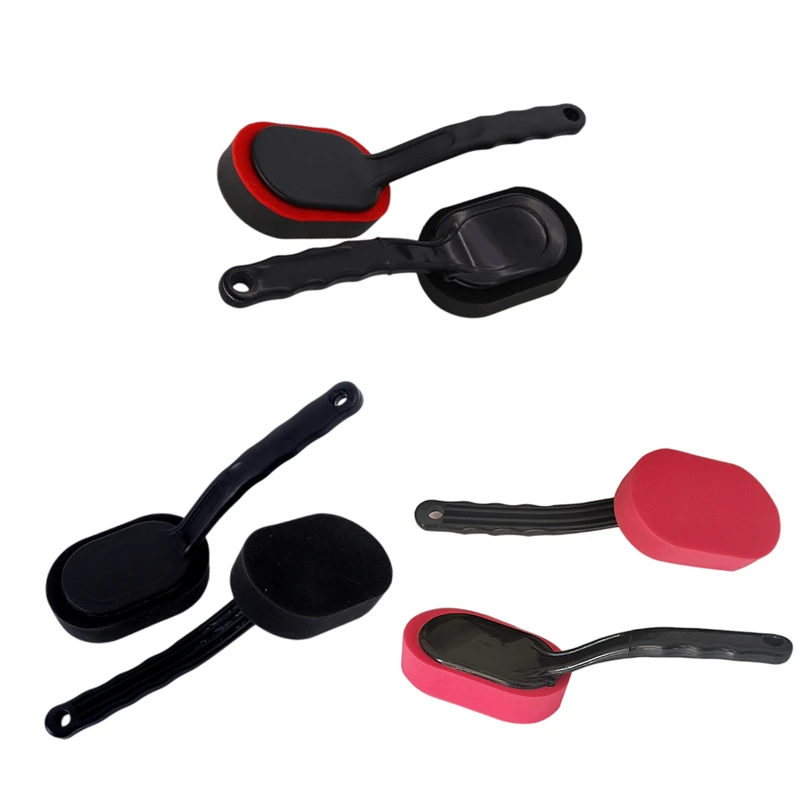 Car Tire Shine Applicator Tire Dressing Waxing Sponge Brush with Curved Handle for Auto Detailing Cleaning Tool