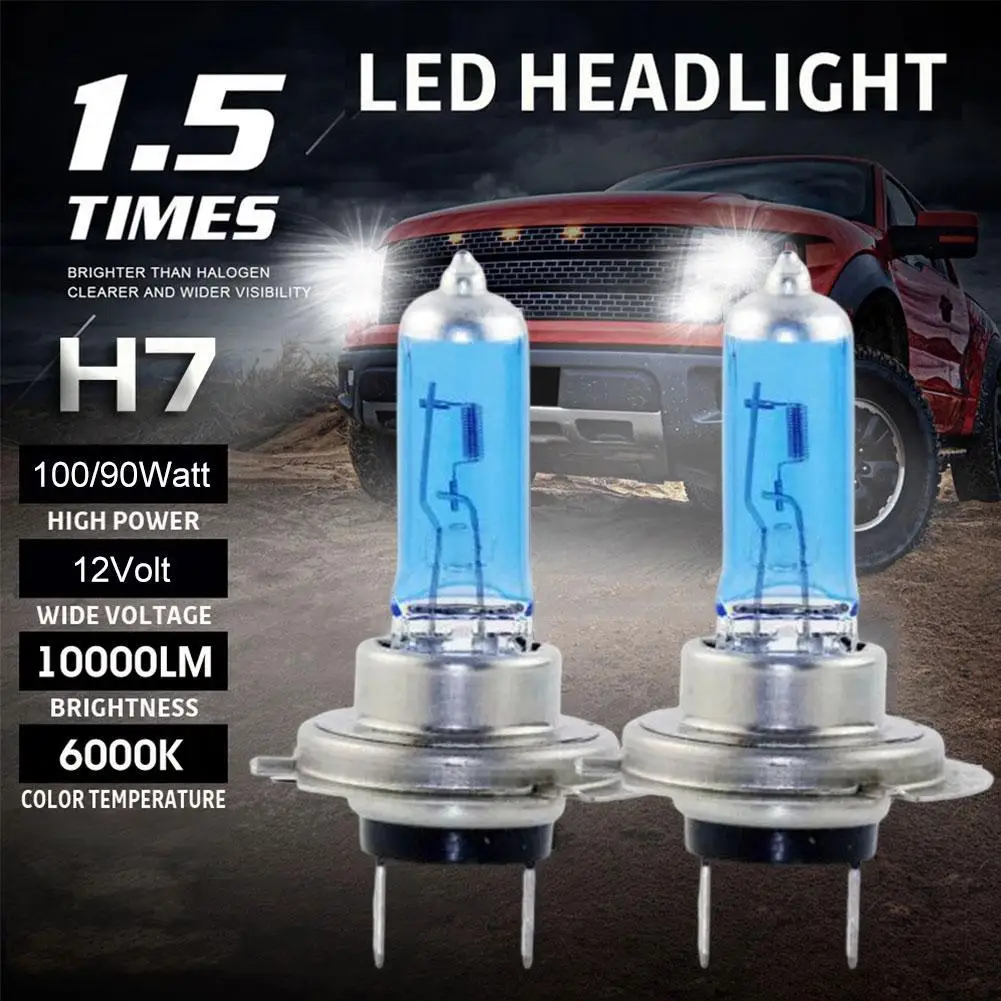 2pcs Lamp Light Effect Hid 12v Bulb Car Lamps H7 LED 100W 6000K Xenon Hid Super White Effect Look Headlight Lamp Light