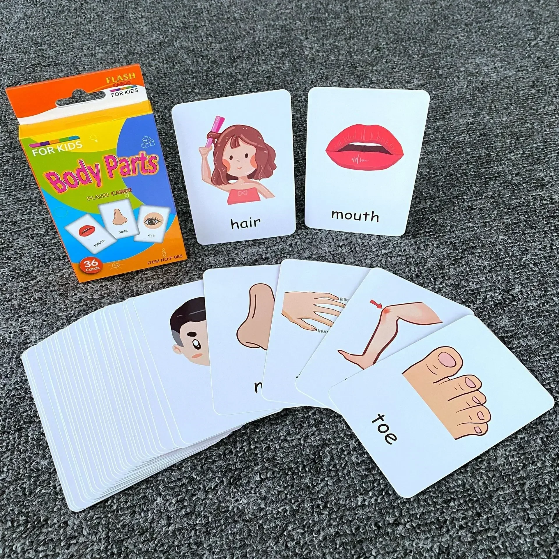 36pcs Children Cognition Cards Body Parts Animal Fruits Double Side Flashcards Montessori Baby Kids Early Educational Toys Gifts 3