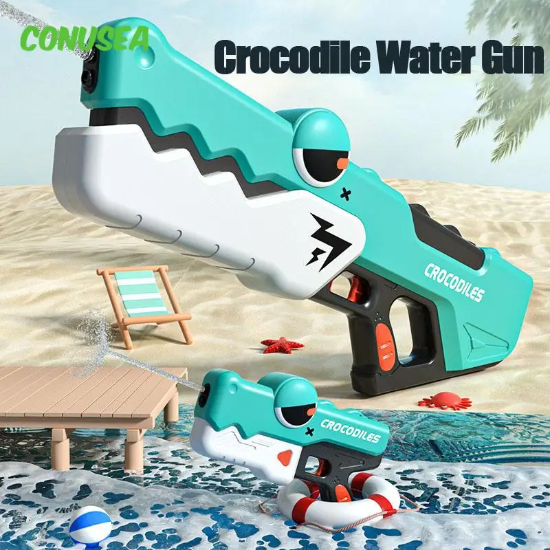 Large Size Electric Water Gun Crocodile Automatic Suction Water Guns Toy Children's Blow-Water Spray Pistol Swim Pool Toys Boy 2
