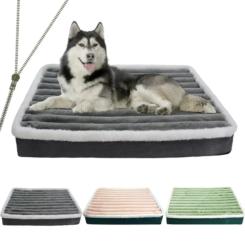 Pet Bed Short Plush with Non-slip Bottom Orthopedic Foam Removable Cover for Large Medium Small Dogs Machine Washable