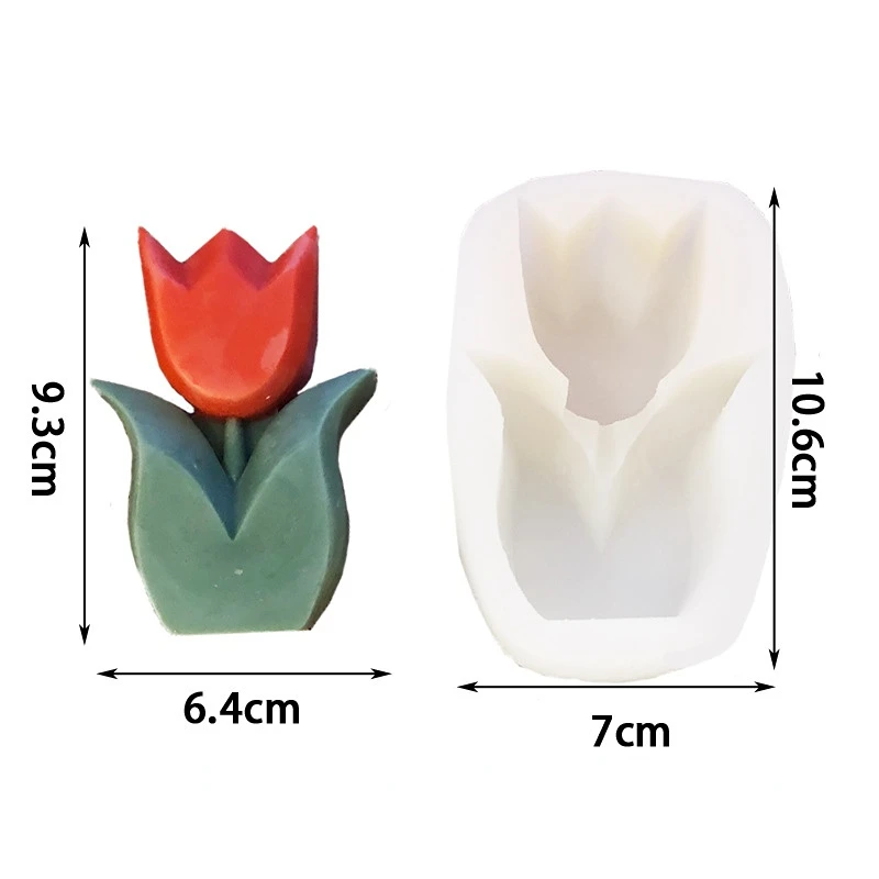 CRASPIRE 2 pc Tulip Flower Shaped Candle Molds, Silicone Molds