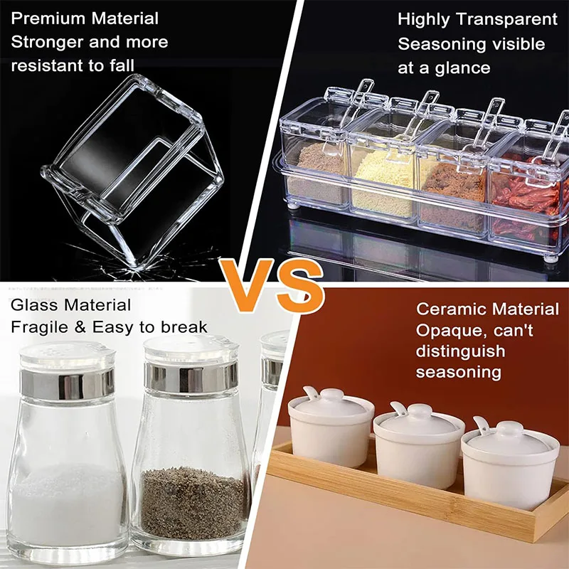 Seasoning box home kitchen salt seasoning jar storage box condiments transparent cooking kitchen accessories storage box,kitchen storage box,seasoning jar,seasoning storage container