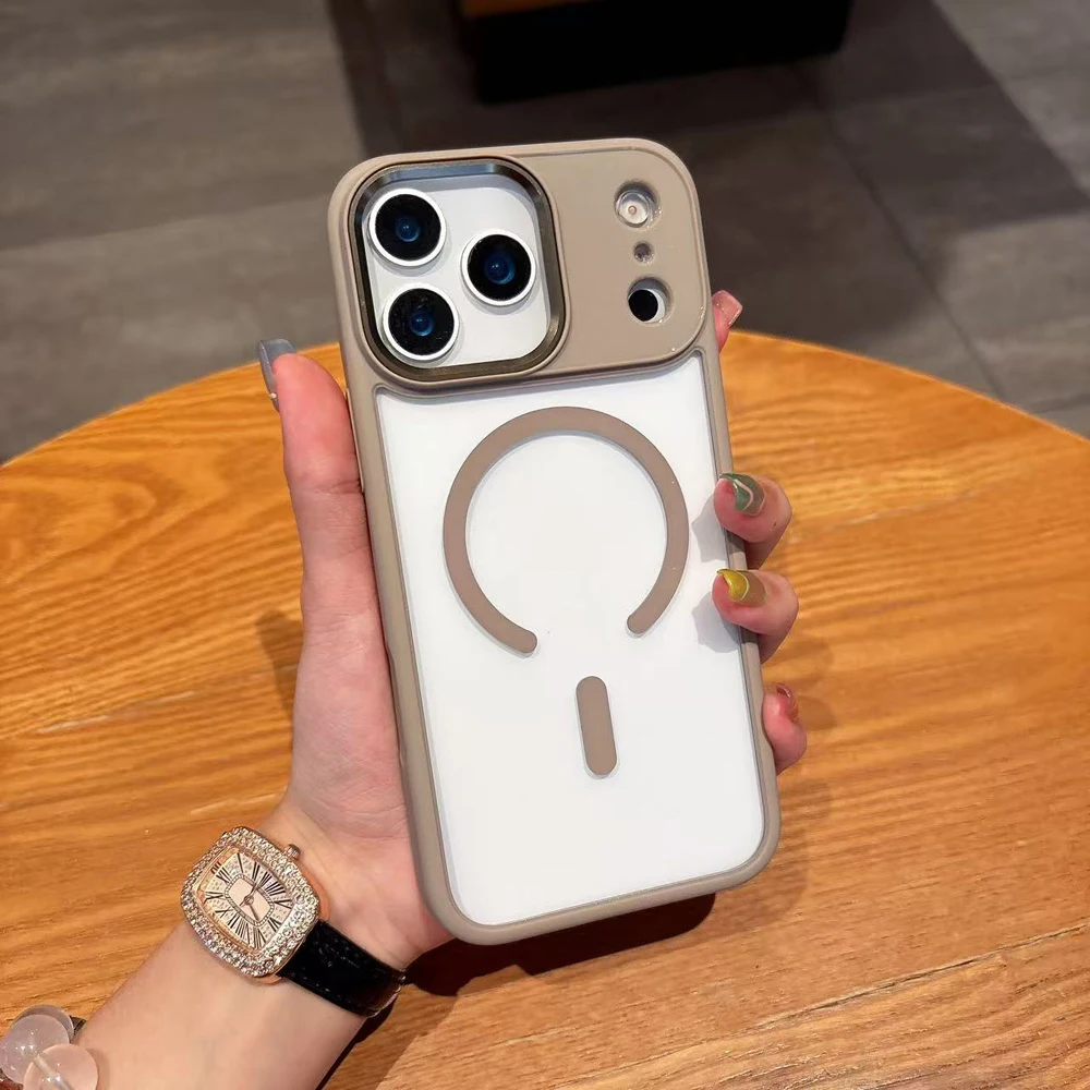 Luxury HD Transparent Shockproof Bumper Case with Magsafe-Compatible Charge Back Cover