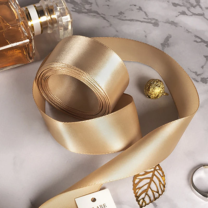 Ribbon Decoration Satin Ribbons Ribbon Supplies Christmas Ribbon Wrapping Ribbon Satin Ribbon 25yd Various Size Champagne Gold Satin Ribbon for Wedding Party Christmas Decoration DIY Craft Cake Gift Bow Wrapping Ribbon